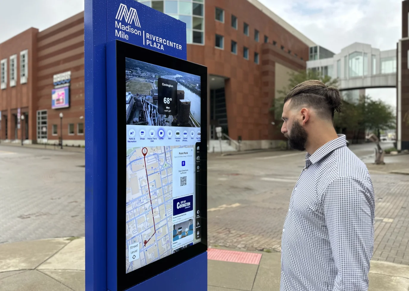 Smart City Interactive Kiosk in an urban environment